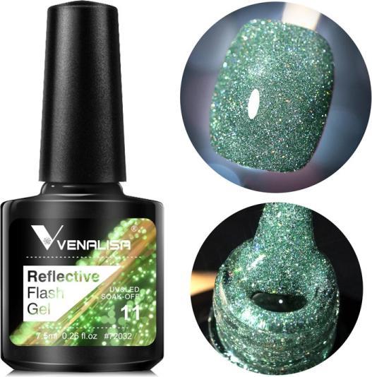 Immagine prodotto Venalisa Gel Varnish Reflective Neon Disco Gel BD11 (Verde scuro, Smalto per unghie effetto gel)