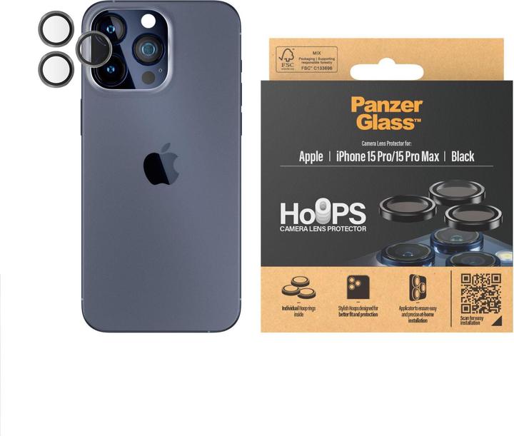 Immagine prodotto PanzerGlass Protezione dell'obiettivo della fotocamera Hoops (1 Pezzo/i, Apple iPhone 15 Pro Max, Apple iPhone 15 Pro)