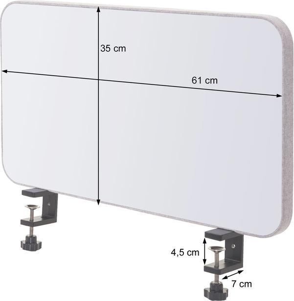 Actual product image Mendler Desk whiteboard, office privacy screen partition desk magnetic board pin board, fabric/textile - (60 x 35 x 3 cm)