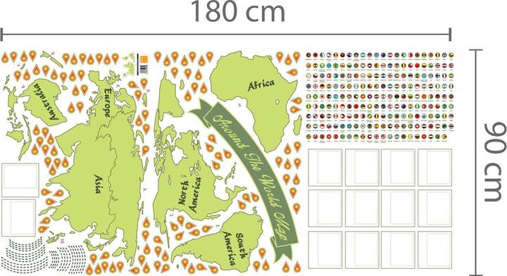 Produktbild Walplus Around the World Map (180 x 90 cm)