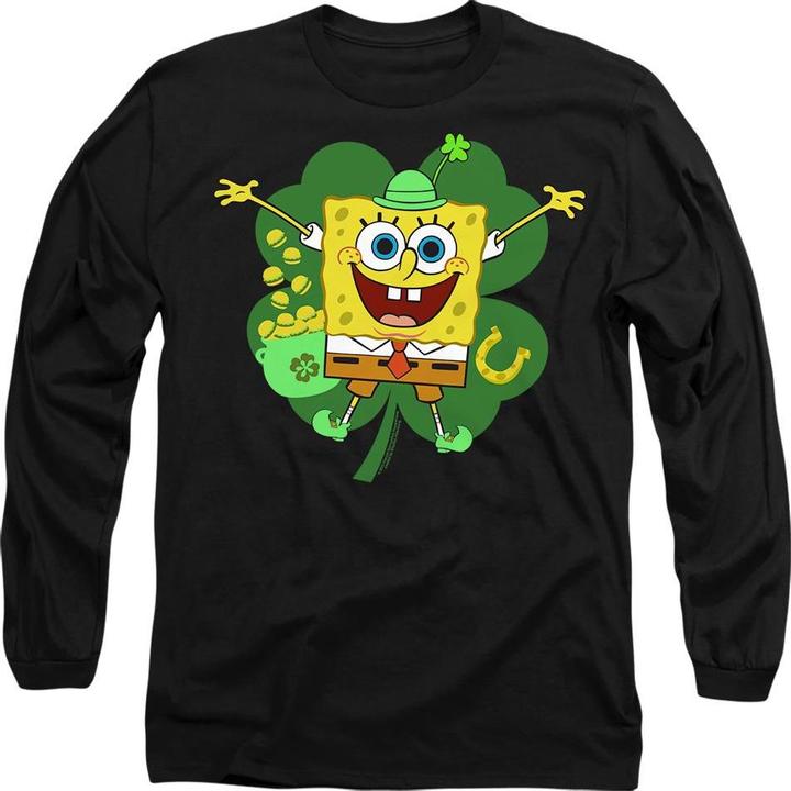 Immagine prodotto Spongebob Squarepants Spongey Maglietta Giorno di San Patrizio Quadrifoglio Adulto Unisex (M)