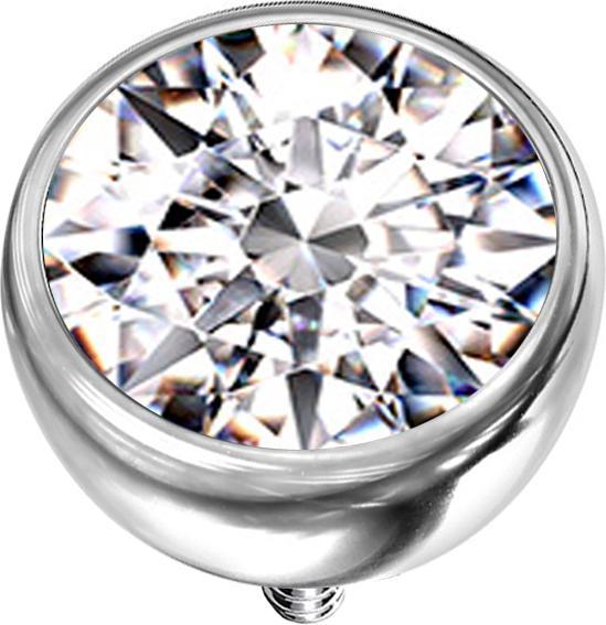 Immagine prodotto Star Piercing Ancora dermica emisfero d'argento con cristallo d'argento (senza ottone, Titanio G23)