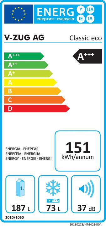 Energie-Label V-Zug Classic eco KCLileco (263 l)