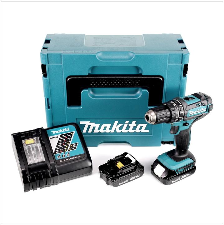 Immagine prodotto Makita DHP 482 - 18 V Trapano avvitatore a percussione a batteria in valigetta Makpac + 2x Batterie (Batteria ricaricabile)