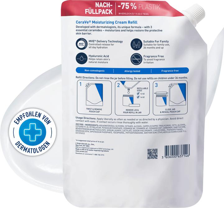 Produktbild CeraVe Moist Cream Refill englisch französisch (Körpermilch, 473 ml)