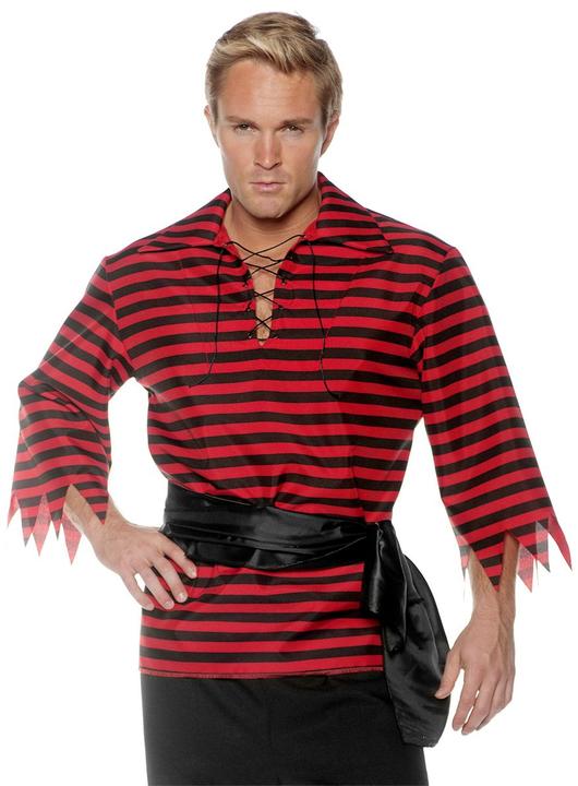 Actual product image Underwraps Piratenhemd schwarz-rot gestreift (XXL)