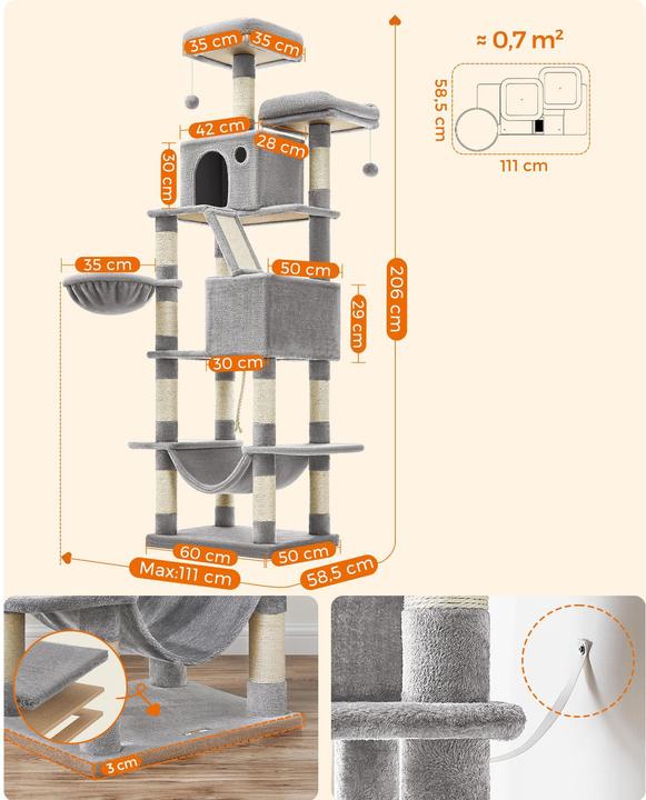 Image du produit Feandrea Cat Spa (206 cm, Gris)