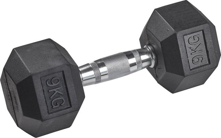 Actual product image Tanga Sports Rubber dumbbell HEX, 9 kg (1 x 9 kg)