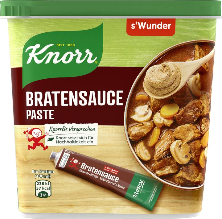 Produktbild Knorr Bratensauce s'Wunder Paste, dunkle Braten Sauce für Fleischgerichte, ideales Würzmittel für Rind (800 g)