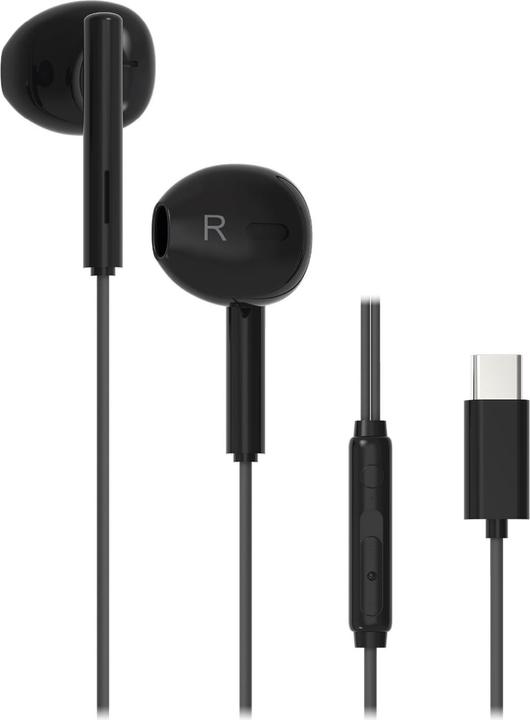 Actual product image Vivanco USB-C Capsule in-ear stereo headset, black, wired incl. remote control (Cable)