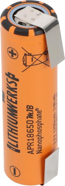 Immagine prodotto A123 Systems Batteria A123 APR18650M-A1 1100mAh 3.2V - 3.3V LiFePo4 con etichetta a saldare a forma di U (1 pz., 1100 mAh)
