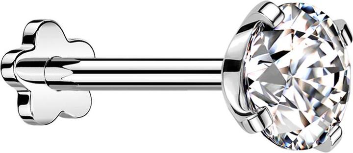 Produktbild Star Piercing Micro Threadless Labret Blume silber mit Kristall silber gefasst (ohne Messing, Titan G23)