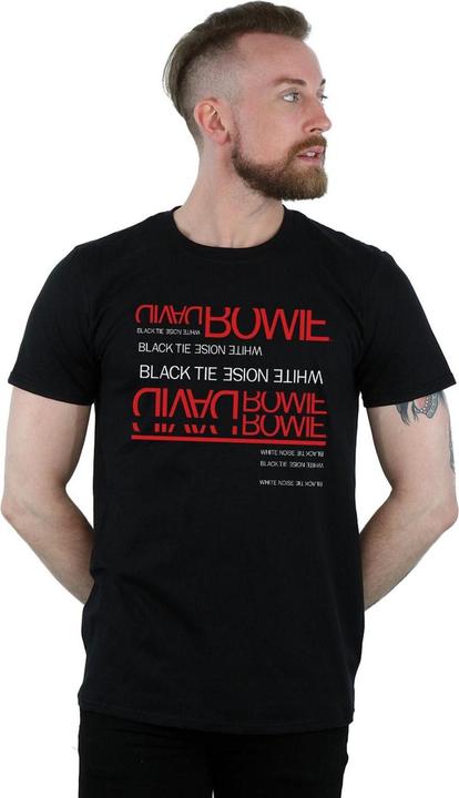 Actual product image David Bowie Mens Black Tie White Noise T-Shirt (XL)