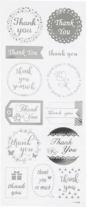 Image du produit Creativ Company Autocollant argent Merci, 1 feuille