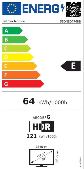 Etichetta energetica LG 55QNED776RB (55", QNED, 4K, 2024)