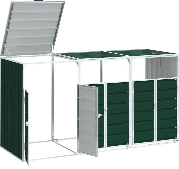 Produktbild VidaXL Mülltonnenbox für 3 Tonnen Grün 216x81x115 cm Stahl
