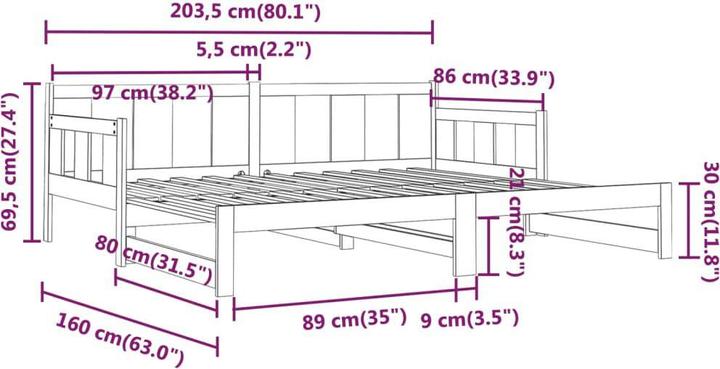 Actual product image VidaXL Berthild (80 x 200 cm)