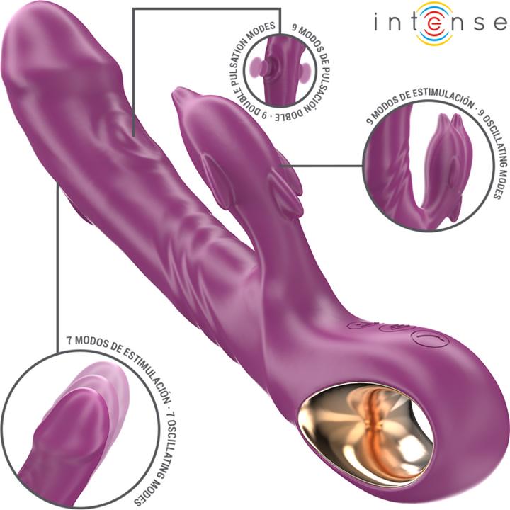 Intense Halle Multifunktionsvibrator Mit Delfin-Stimulierender Zunge Lila