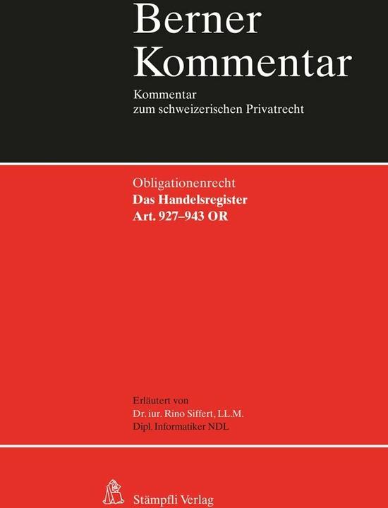Actual product image Das Handelsregister. Art. 927-943 OR (German, Rino Siffert, 2021)