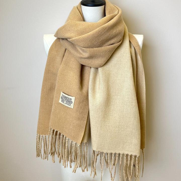 Actual product image Only-Bags.Store Double Sided Scarf Two Colours Simple Basic Imitation Cashmere Tassel Scarf Autumn Winter