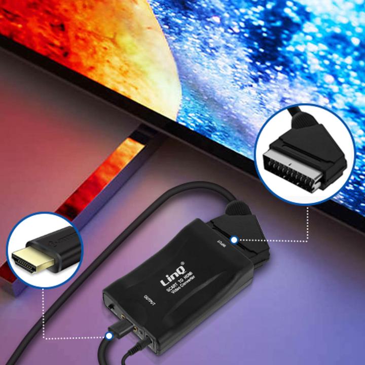 Image du produit LinQ Adaptateur vidéo 1080P SCART / HDMI, SCART-HDMI by - Noir (HDMI, 5 cm)