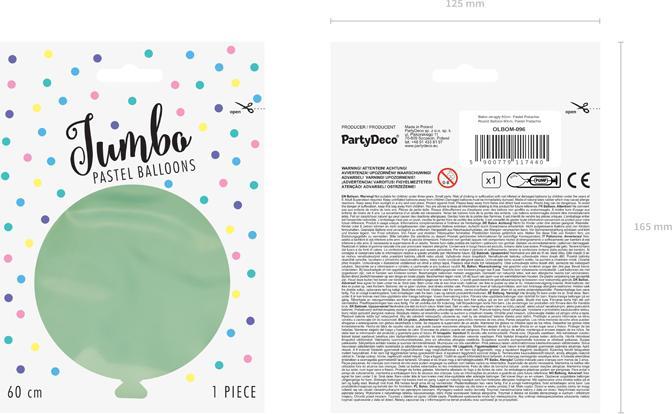 Actual product image Partydeco Round Balloon 60cm, Pastel Pistachio (1 pkt / 1 pc.)