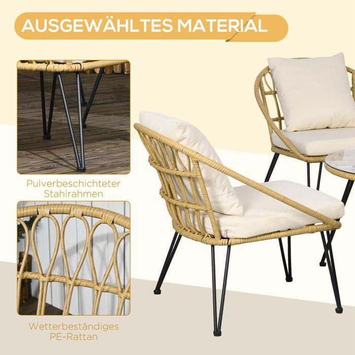 Immagine prodotto Swisshandel24 Set di mobili da giardino in rattan da 5 pezzi, divano incluso 1 tavolo da pranzo, 4 sedie, divano (82 cm)