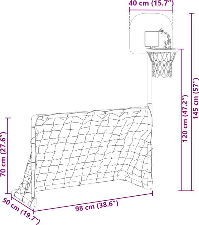 Produktbild VidaXL Fussball Basketball Set für Kinder Bällen Mini Basketballkorb Fussballtor