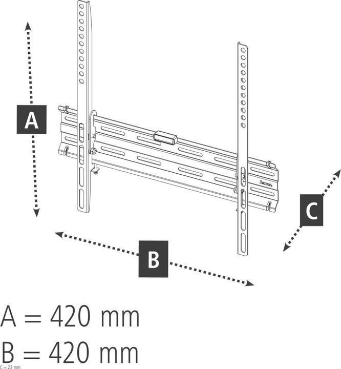Immagine prodotto Hama Staffa da parete per TV, rigida, 165 cm (65") fino a 35 kg, distanza dalla parete 2,3 cm (Muro, 165", 35 kg)