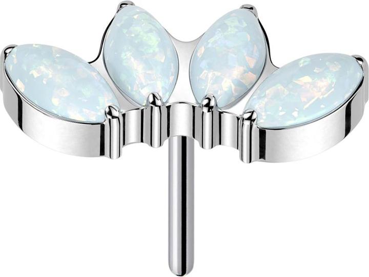 Produktbild Star Piercing Threadless silber vier Opale weiss (Titan G23, ohne Messing)
