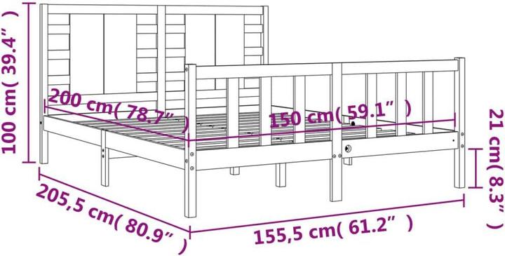 Actual product image VidaXL Massivholzbett mit Kopfteil Weiss 5FT King Size (150 x 200 cm)