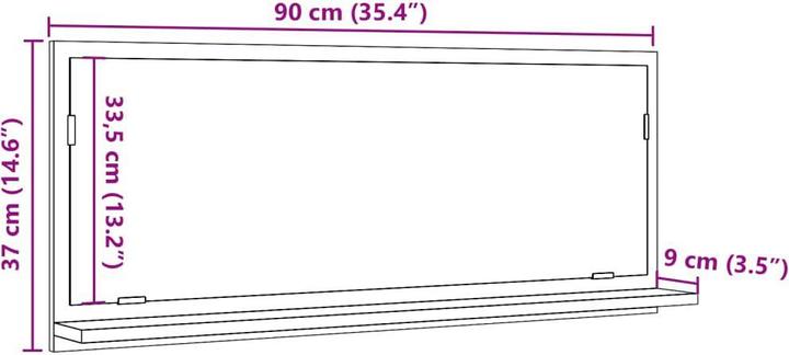 Produktbild VidaXL Badspiegel Wandspiegel Badezimmerspiegel Spiegel mit Ablage Betongrau (90 x 37 cm)
