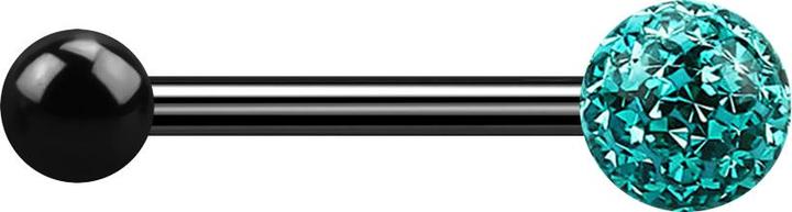 Immagine prodotto Star Piercing Barbell schwarz mit Kugel und Kristallkugel türkis Epoxy Schutzschicht (Titanio G23, senza ottone)