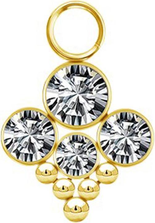 Immagine prodotto Star Piercing Anhänger vergoldet vier Kristalle silber mit fünf Kugeln (senza ottone, Acciaio chirurgico 316L)