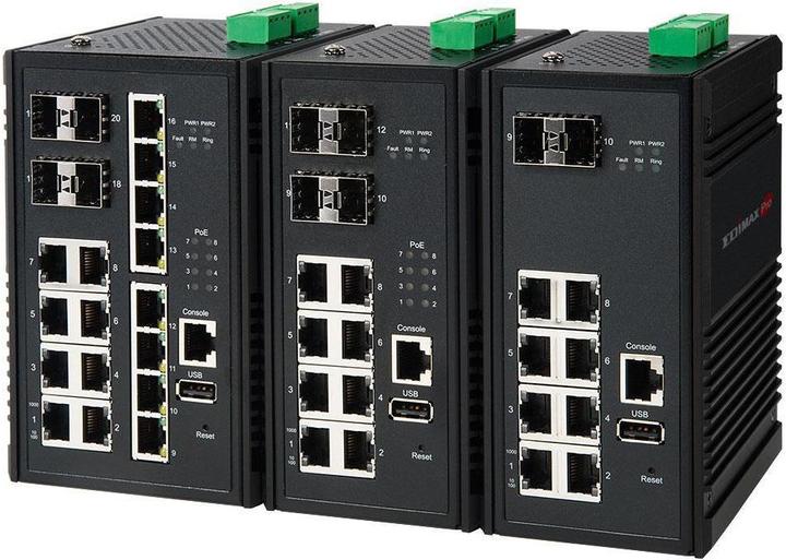 Produktbild Edimax Pro Edimax 16 Port Gigabit PoE WebManagebarer IndustrieSwitch PoE Ports und SFPSteckplätzen (16 Ports)