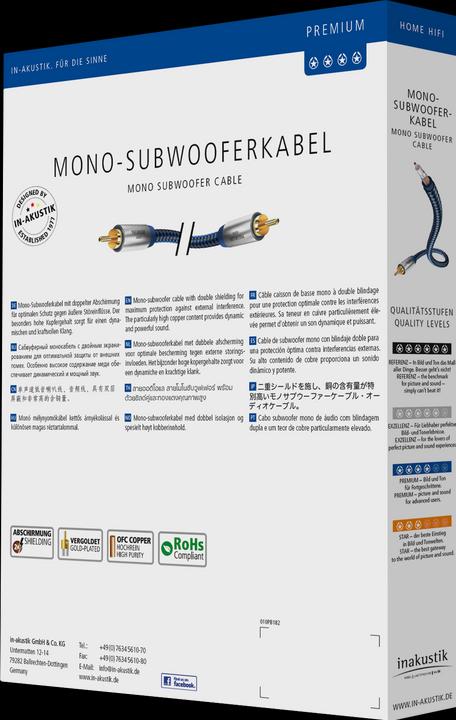 Actual product image Inakustik Premium mono subwoofer cable (2 m, Cinch)