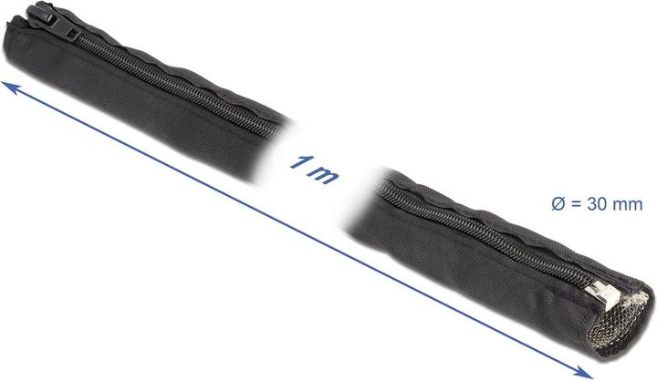 Immagine prodotto Delock Manicotto schermante intrecciato EMC con zip resistente al calore 1 m x 30 mm nero (Tubo cavi, 100 cm)