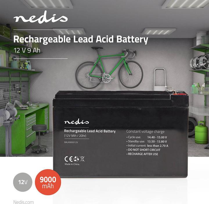 Produktbild Nedis Wiederaufladbarer Blei-Akku 12 V - 9000 mAh - 150 x 65 x 95 mm - Für in Notstromversorgunge (12 V, 9 Ah)