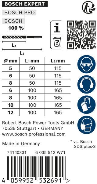 Valeurs nutritives et ingrédients Bosch Professional Zubehör Jeu de forets à queue SDS plus-7X - 7 pces (5.0, 6.0, 8.0, 10.0, 12.0 mm)
