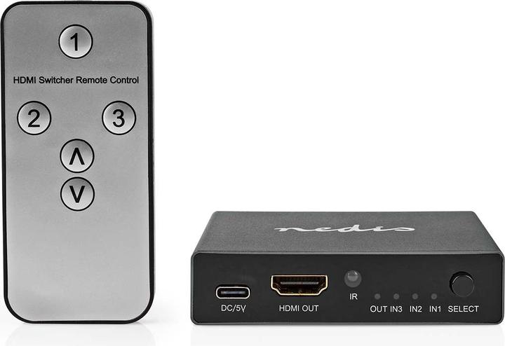Produktbild Nedis HDMI ™ Schalter | 3-Port port(s) | 3x HDMI™ Eingang | HDMI™ Ausgang | 8K@60Hz | 45 Gbps | fern