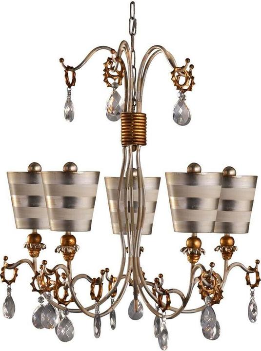 Elstead Lighting Tivoli Lustre E27 5 branches argent et patine crème (76.20 cm)