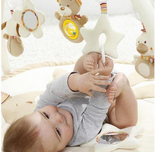 Actual product image Fehn Crawling blanket with play bow bear Rainbow