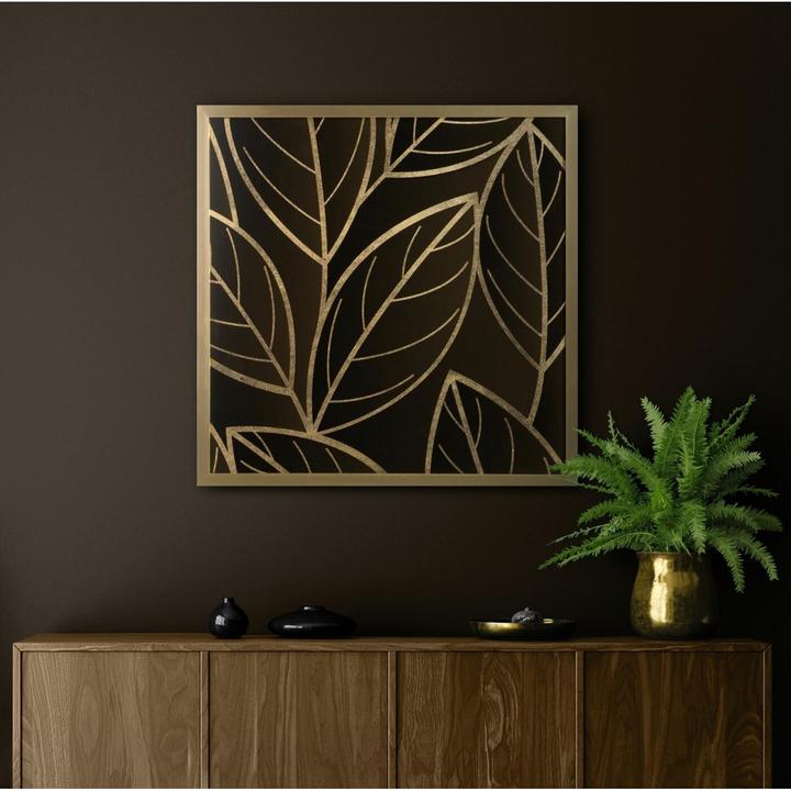 Immagine prodotto Eurofirany COLLEZIONE LIMITATA Paveikslas ALISMA2 su auksinių lapų spauda auksiniame rėmelyje, 53X53 cm (53 x 53 cm)