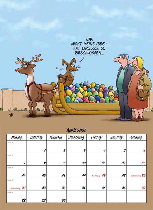 Produktbild Uli Stein Tierische Zeiten 2025: Monatskalender für die Wand (24 x 33 cm, Deutsch)