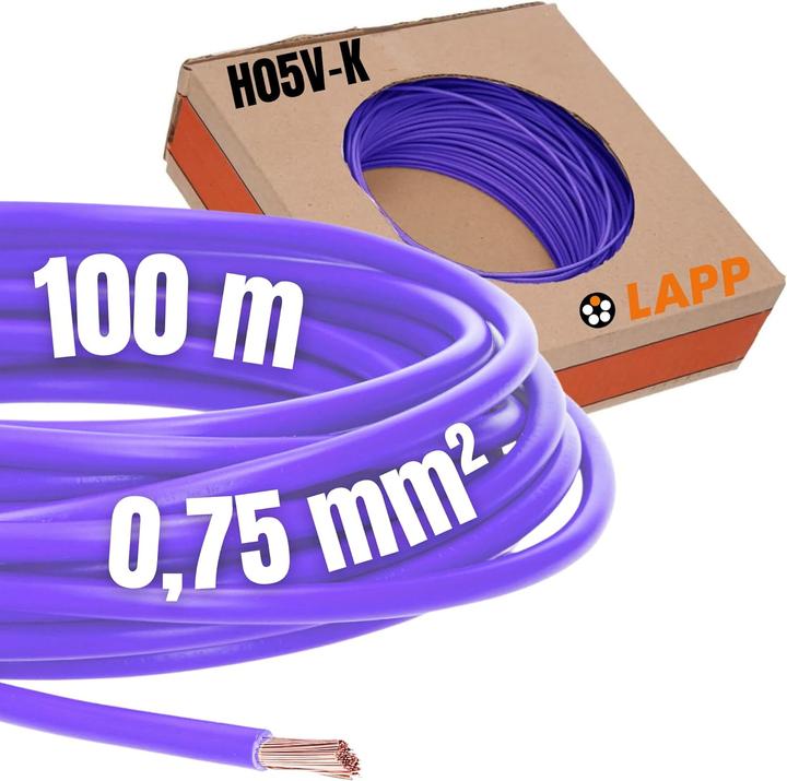 Immagine prodotto Lapp 100 metri 4510072 H05V-K 0,75 mm² viola I Cavo di cablaggio I Cavo flessibile I Uovo in PVC (100 m)