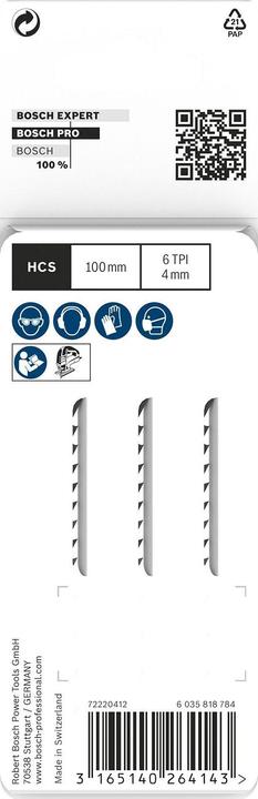 Immagine prodotto Bosch Professional Zubehör Lama per seghetto alternativo PRO Wood precise T144DP, 100 mm, 3 pezzi.