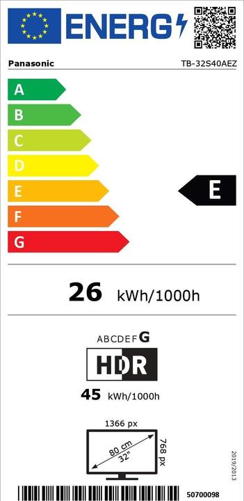 Energielabel Panasonic TB-32S40AEZ (32", LED, Klaar voor HD, 2024)