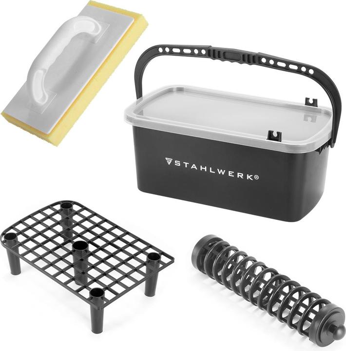Immagine prodotto Stahlwerk Set per il lavaggio delle piastrelle Set per il lavaggio delle piastrelle da 4 pezzi con secchio