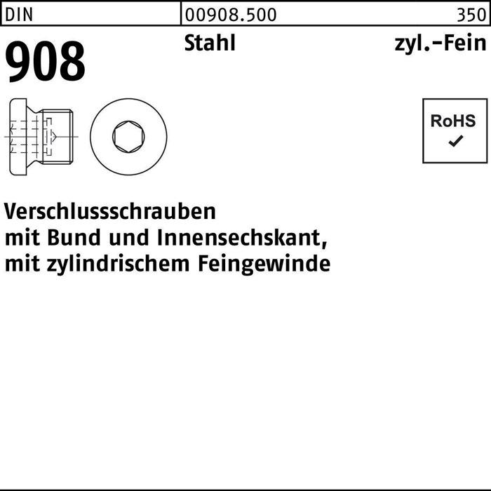 Produktbild Verschlussschraube DIN 908 m.Bund/Innen-6-kant M 56 x 2 Stahl