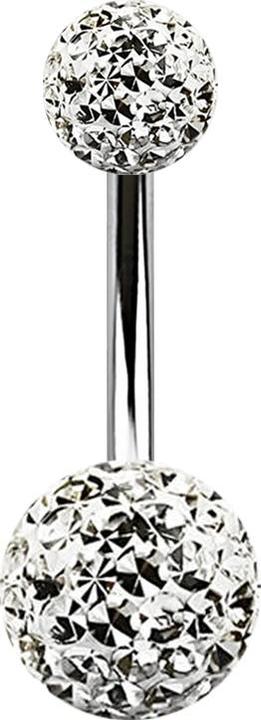 Actual product image Star Piercing Banana silver with two crystal balls silver epoxy protective coating (Surgical steel 316L)